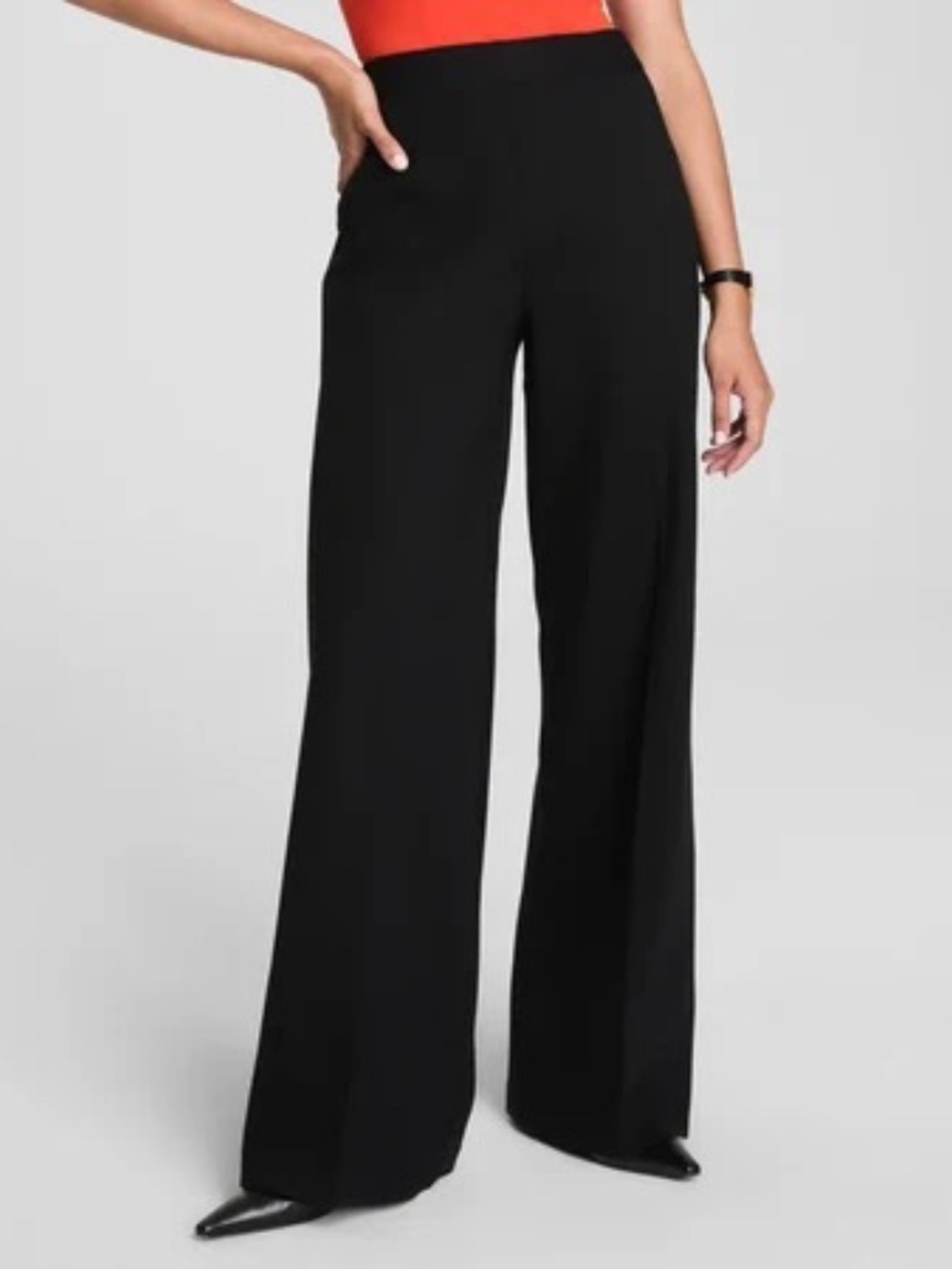 SPANX The Perfect Pant Wide Leg Ponte Black Pull On XL Petite